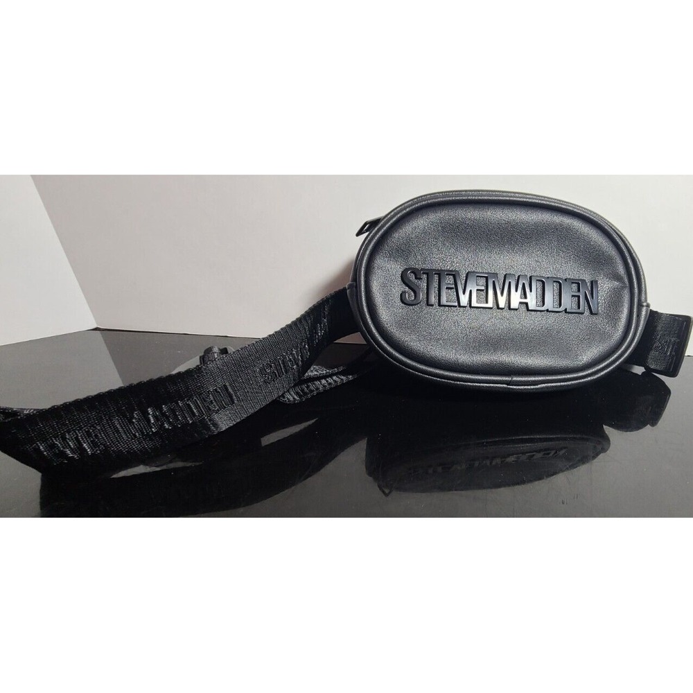 STEVE MADDEN BLACK W LOGO BELT BAG FANNY PACK CROSSBODY BAG